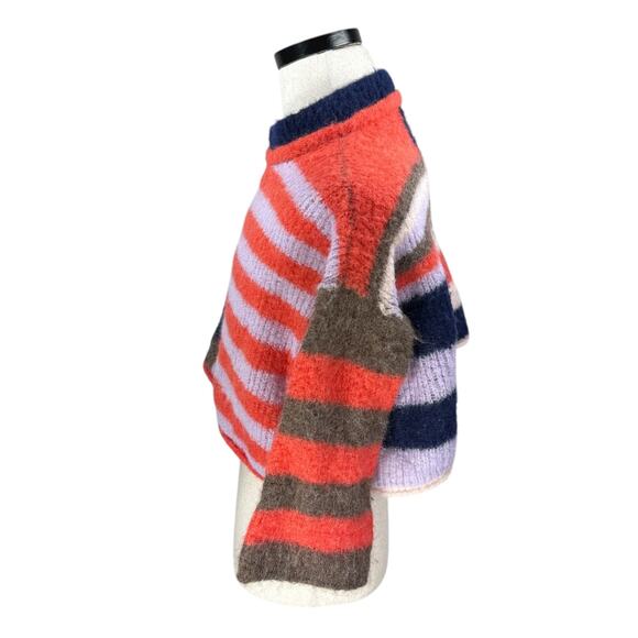 Free People Cropped Sweater Women’s Medium Multi Striped Alpaca Blend Pullover - Picture 5 of 10